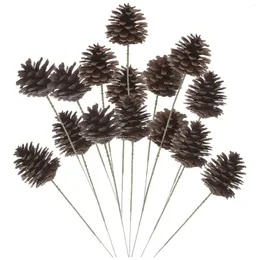 Dekorativa blommor 20st Delikat Xmas Pine Cone Picks Diy Branch Decor Sticks