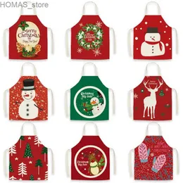 Aprons New Christmas apron Christmas party decorations kitchen cooking barbecue parent-child set childrens painting anti-fouling apron Y240401