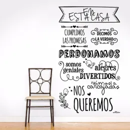 Stickers En Estacasa Cumplimos Las Promesas Vinyls House Rules Wall Stickers Spanish Quotes For Kitchen Livingroom Decor Decals RU2025