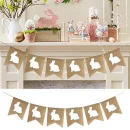 Party Decoration Burlap Wreath Simple Easter Banner Flag Raising Checke Balloons