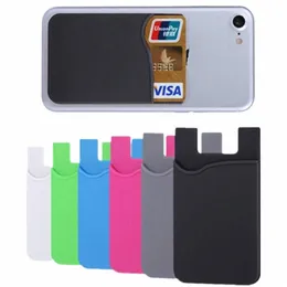 silice Mobile Phe Back Pocket Women Men Card Holder Case Soft Elastic N-slip Cell Phe Stick Adhesive Card Holder Wallet q1Ds#