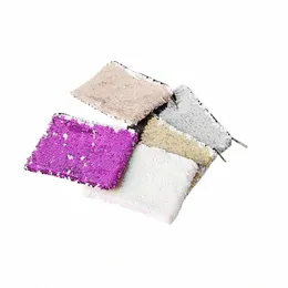 dhl50pcs Sublimati DIY White Blank Brief Sequins Makeup Bags G93X#