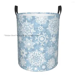 Laundry Bags Foldable Basket For Dirty Clothes Snow Flakes Pattern Storage Hamper Kids Baby Home Organizer