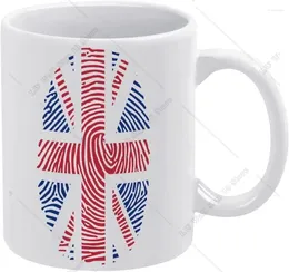 Tazze UK Divertente tazza da caffè in ceramica bianca con impronte digitali Modelli personalizzati Tazze da tè con manico 330 ml di latte