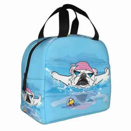 Cute English Bulldog Lunch Box para mulheres à prova d'água Resuable Thermal Cooler Food Isolado Britânico Pet Dog Lunch Bag Office Work n6gH #