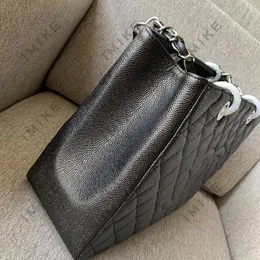 10a lyxig gst -väska toppklass kaviar ko läder klassisk quiltad pläd metallkedja axelväska designer kvinnors shoppingväska vintage underarm handbagtote väska