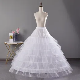 Hochzeitskleid Petticoat White 6 Hoops A-Line Floor Länge Kleid Unterrock Crinoline Luxuskleidung Frauenröcke für Frauen 2024