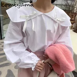 Women's Blouses Bow Lager Lapel Blusas Mujer Long Sleeve Shirts Sweet Loose Camisas 2024 Spring Casual Tops Korean Chic Ropa