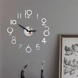 Mini 3d duvar saati reloj de pared diy kuvars izle akrilik ayna çıkartmaları horloge murale ev dekor saatleri 2022 modern tasarım