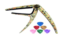 Personlig triggerstil Capos Flower Grain Zinc Alloy Spring Capo med 6st Guitar Picks2034442