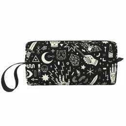 Halen Witchcraft Witch Cosmetic Bag Women Cute Big Capigation Witchy Magic Makeup Case Beauty Storage Toyreatry Bags F22O＃