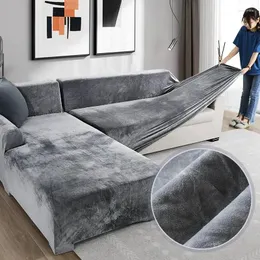Coprisedie in velluto peluche addensato copridivano divano elastico all-inclusive per soggiorno chaise longue a forma di L
