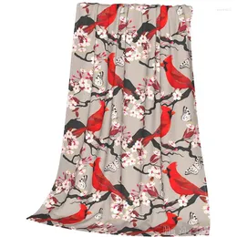 Blankets Cardinals Birds Cherry Flowers Soft Lightweight Warm By Ho Me Lili Flannel Blanket For Couch Bed Sofa Travel Camping Use