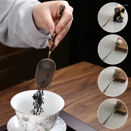 Spoons Retro Metal Chinese Tea Scoop Spoon Copper Teaspoon Bamboo Shape Set Shovel Kongfu Ceremony Utensils Accessory Tool