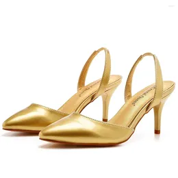 Casual Shoes Beige Heeled Sandals Female Shoe Large Size Black Girls Party Comfort High Gold Big Low Pointed Back Strap Novelty Solid