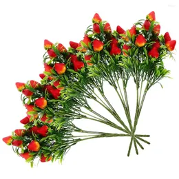 Fiori decorativi 5 pezzi Simulazione di fragole Decorazioni per la casa Steli di frutta artificiale Decorazioni per il riempimento di vasi di Natale Rami di bouquet in PVC