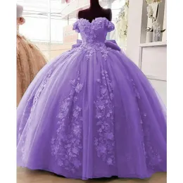 Angelsbridep Light Purple Sweetheart Off Shoulder 3D Flowers Ball Gown Quinceanera Dresses Girls restido de 15 anos