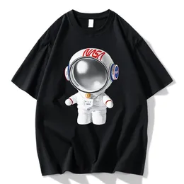 Designer NASA Joint Kort ärmar T-shirt Mens Summer Round Necked Casual Mens and Woemns T-shirt Leisure Youth Printed Cotton Shirt
