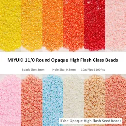 11/0 Miyuki Beads 2mm High Flash Opaque Round Spacer Glass Beads 1100Pcs 28 Colors For DIY Women Garments Sewing Accessories