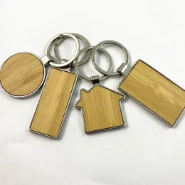 Spazzati di portachiavi in metallo in legno personalizzati casa rotonde rotonde in legno catene chiave incisa catene di lettere personalizzate regalo