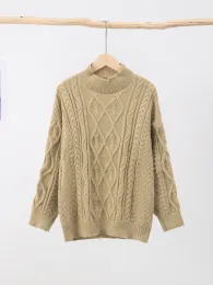 Толстый скрученный свитер Женщины 2023 Осенью с длинным рукавом O-вырезок