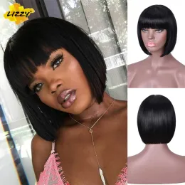 Wigs Straight Hair Short Bob Wig With Bangs Synthetic Glueless Omber Cosplay Wigs For Black Or White Women Heat Resistant Lizzy Hair