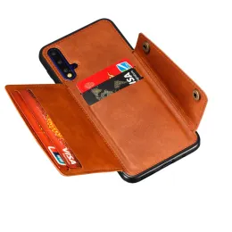 PU Leder Brieftasche Stoßdichterkoffer für Huawei Nova 5T Magnetic Auto Holder Stand Rückenabdeckung für Nova 5 T Multi Card Slot -Fall
