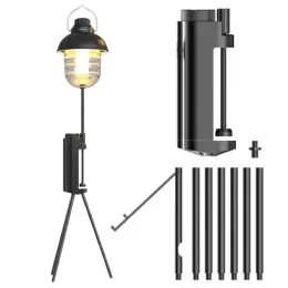 Accessories Outdoor Camping Hiking Aluminum Alloy Foldable Lamp Post Pole Portable Fishing Hanging Light Fixing Stand Holder Lantern Stand