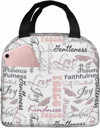 Christian Fruit Of The Spirit Farfalle Lunch Box Borsa da pranzo riutilizzabile Tote Bag Borsa da pranzo isolata per donna Uomo Cam School k8wx #