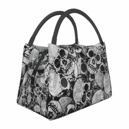 spooky Halen Ghost Lunch Bag Skulls Print Lunch Box Casual Outdoor Cooler Bag Cvenient Waterproof Thermal Tote Handbags 976T#