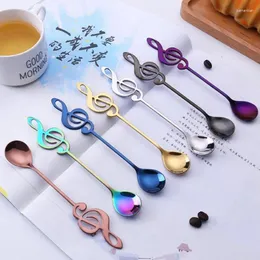 Spoons 1PCS Stainless Steel Spoon Coffee Note Shape Music Theme Tea Stirring Small Ice Cream Dessert Scoop Creative Flatware