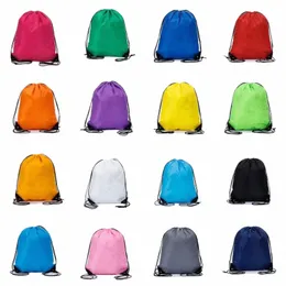 portable SportBag Thicken Drawstring Belt Riding Backpack Gym Drawstring Shoe Bag Clothe Backpack Waterproof Bolsa Tela Infantil 35E3#