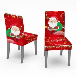 椅子は弾力性のあるダイニングコーブクリスマス装飾サンタスリップカバークリスマスストレッチキッチンシートカバーキューブシラナビダッドパーティーホーム