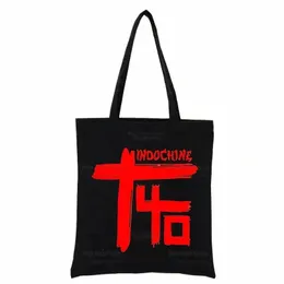 Indochine Pop Rock Siyah Mağaza Çantası Baskı Dalgası Fransız Band Tasarımı Beyaz Unisex Fi Seyahat Tuval Çantalar T45U#