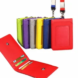 faltbarer Kartenhalter-Umhängeband mit Lanyard-Ausweishalter-Mitarbeiter-ID-Karte Bus-ID-Schreibtisch-Organizer Statiary Office School Supplies Q9iX #