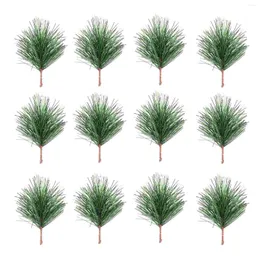 Flores decorativas 24 pçs ramo de pinho artificial ramos de natal decoração de natal ornamento árvore planta falsa para picaretas pvc bebê ao ar livre