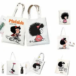 MAFALDA KVINNA SHOP PAPS Tote Bag Beach Bag Shopper väskor Handväskor Hög kapacitet Canvas Axelväskor N2IS#