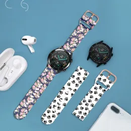 Tryckt rem för Samsung Galaxy Watch 6/4/Classic/5/5 Pro/Active 2 Silicone 20mm/22mm Sport Band Amazfit GTR/GTS 4-3-2-2E-Mini