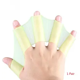 1Pair unisex grodtyp silikonband Simning Handfenor Finger Webed Gloves Paddle Water Sports Frog Claw Swimming Equipment