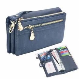 Puou 2020 fi Zipper محافظ المحافظ النسائية مغلف Wg Wallet Lg Secti Clutch Wallet Soft Pu Leather Mey Bag R0kg#