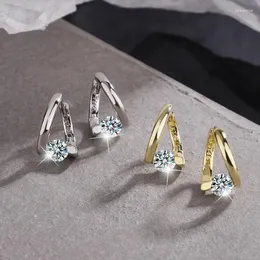 Brincos de pino moda criativa geométrica v forma espumante moissanite balançar para mulheres brinco de noivado de casamento presente de dia dos namorados