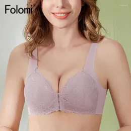 Bras Folomi Bra Sexy para Mulheres Lace Front Fechamento Bralette Lingerie sem fio Push Up Brassiere