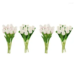 Dekorative Blumen, 40 Stück, künstlicher Tulpenstrauß für Zuhause, Garten, Hochzeit, Party, Blumendekoration (weiß und rosa)