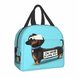 Dachshund 열 단열 런치 가방 여성 Wiener Badger Sausage Dog Resouable Lunch Ctainer Outdoor Picnic Food Box E5CR#