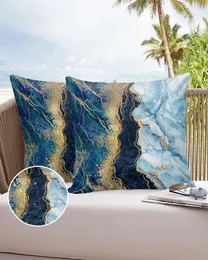 Pillow Case Abstraction Blue Marble Waterproof Pillowcase Home Sofa Office Throw Car Cushion Cover Decor