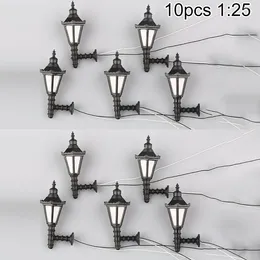 장식 인형 10pcs 기차 철도 공원 LED 램프 포스트 램프 벽 조명 모델 스케일 1:25 3V 정원 미니어처 랜스 스케이프 장식