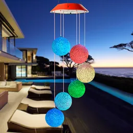 LED Solar Powered Wind Glockenspiele tragbare Farbwechslung Spiralspinner Windchime House Outdoor Hanging Decorative Windbell Light
