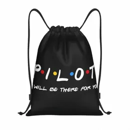 Regali pilota Sarò lì per te Borsa con coulisse per allenamento Zaini Yoga Aereo da caccia Aviati Sports Gym Sackpack s01J #