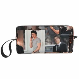 dam Saatore The Vampire Diaries TV Show Travel Cosmetic Bag Stefan Saatore Toiletry Makeup Organizer Lady Beauty Storag Q0fD#