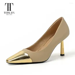 Sapatos de vestido Tuling junho 2024 primavera verão mulheres stilettos salto alto apontou toe elegante cor combinando bombas para mulheres JD-F1129-3